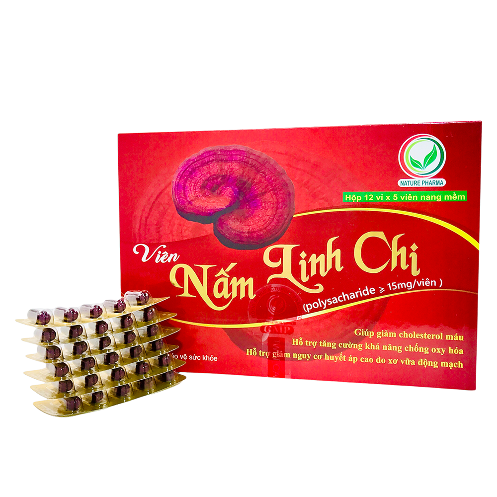 Viên Nấm Linh Chi NATURE PHARMA (60 Viên/Hộp) - Chống Oxi Hóa - Tăng Sức Đề Kháng